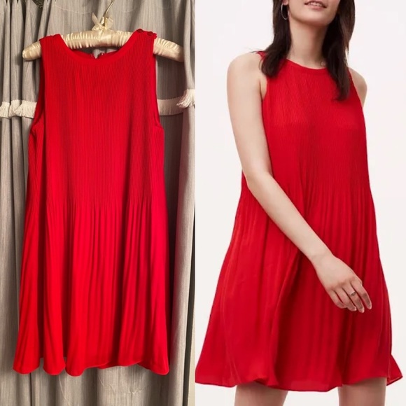 LOFT Dresses & Skirts - LOFT Size Small Red Pleated Dress